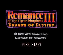 Romance of the Three Kingdoms III: Dragon of Destiny